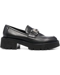 Casadei - Logo Plaque Leather Loafers - Lyst