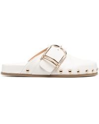 Twinset - Buckle-Fastened Leather Mules - Lyst