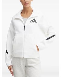 adidas - Logo-Detail Zip-Up Hoodie - Lyst