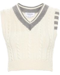 Thom Browne - 4-Bar Cable-Knit Vest - Lyst