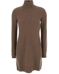 Max Mara - Dress With High Neck And Ribbed Trims - Lyst