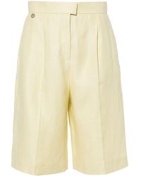Agnona - Pleated Linen Shorts - Lyst