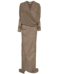 Entire studios - V-Neck Draped Maxi Dress - Lyst