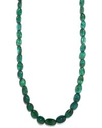 Azlee - 18k Yellow Gold Emerald Beaded Necklace - Lyst