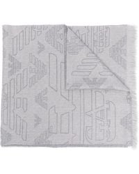 Emporio Armani - Allover Logo Wool Scarf - Lyst