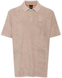 BOSS - Embroidered-logo Terry-cloth Polo Shirt - Lyst