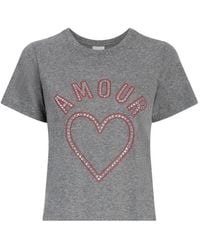 Cinq À Sept - Crystal Amour Heart Shrunken T-Shirt - Lyst