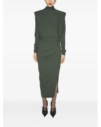 Mugler - Padded-Shoulder Midi Dress - Lyst
