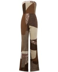 Moschino - Schulterfreier Jumpsuit Im Patchwork-Look - Lyst