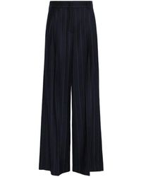 Weekend by Maxmara - Pantalon En Flanelle De Laine À Fines Rayures Marine - Lyst
