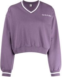 Sporty & Rich - Sudadera con cuello en V y logo bordado - Lyst
