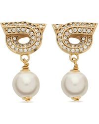 Ferragamo - Gancini Pearl-shaped Earrings - Lyst