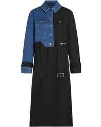 Karl Lagerfeld - Denim-Panelled Belted Trench Coat - Lyst