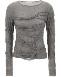 7 For All Mankind - Ruffle-Trimmed Frayed T-Shirt - Lyst