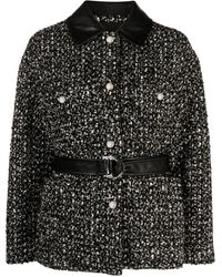 Maje - Belted Double-breasted Tweed Coat - Lyst