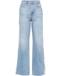 Liu Jo - High-Waisted Straight Cotton Jeans With Lace - Lyst