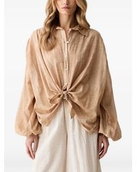 Haveone - Front-Tie Balloon-Sleeve Blouse - Lyst