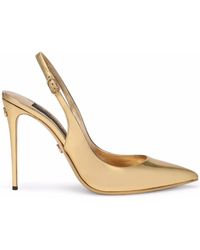 Dolce & Gabbana - Mirrored-effect Leather Slingback Pumps - Lyst