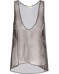 Saint Laurent - Polka Dot-Print Silk Top - Lyst