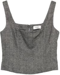 Ottod'Ame - Top Met Visgraatpatroon En Vierkante Hals - Lyst