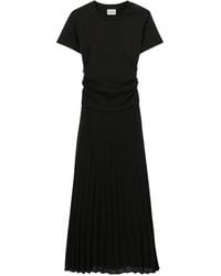 Claudie Pierlot - Pleated Bi-Material Midi Dress - Lyst