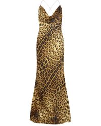 Roberto Cavalli - Cowl-Neck Leopard-Print Maxi Dress - Lyst
