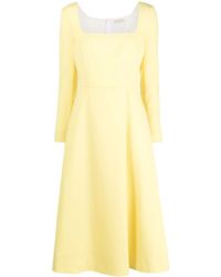 Emilia Wickstead - Long-Sleeve Flared Midi Dress - Lyst