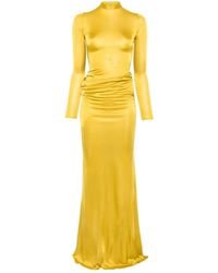 Burc Akyol - Caryatide Gedrapeerde Maxi-Jurk Met Hoge Hals - Lyst