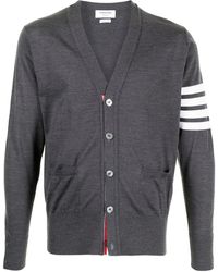 Thom Browne - 4-Bar V-Neck Merino Cardigan - Lyst