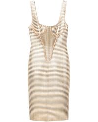 Genny - Ribbed-knit Metallic Midi Dress - Lyst
