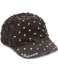 Supreme - Casquette En Denim Perforée À Strass - Lyst