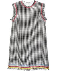 MSGM - Mini-Jurk Met Franje En Gingham Ruit - Lyst