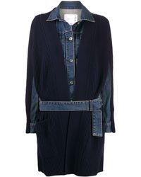 Sacai Denim-panel Hybrid Cardi-coat - Blue
