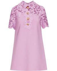 Oscar de la Renta - Lace-Trimmed Wool-Blend Minidress - Lyst