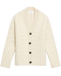Ami Paris - White Cable Knitted Cardigan- '20s - Lyst