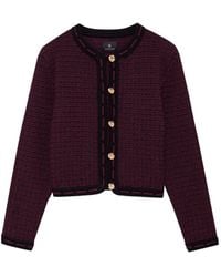 Anine Bing - Cardigan Nora En Tweed Bordeaux - Lyst