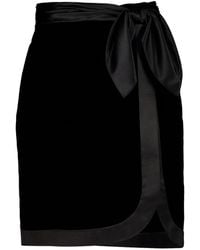 Saint Laurent - Wrap Velvet Bow-Detail Skirt - Lyst