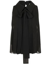 Elisabetta Franchi - Bow-Detail Pleated Blouse - Lyst