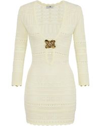 Elisabetta Franchi - ブローチディテール オープンニット ドレス - Lyst