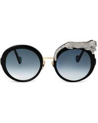 Anna Karin Karlsson - Crystal-Embellished Round Sunglasses - Lyst