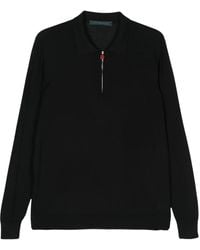 Kiton - Polo À Manches Longues Et Zip Partiel - Lyst