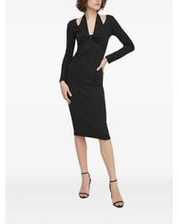 Sisley - Twist-Neck Ribbed Dress - Lyst