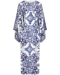 Dolce & Gabbana - Blu Mediterraneo Silk Chiffon Kimono Dress - Lyst