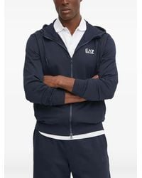 EA7 - Logo-Print Zip-Up Hoodie - Lyst