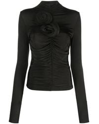 Magda Butrym - Floral-Appliqué Ruched Jersey Top - Lyst