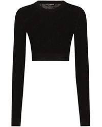 Dolce & Gabbana - Monogram Open-knit Crop Top - Lyst