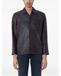 Saint Laurent - Textured Button-Down Leather Jacket - Lyst