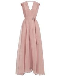 Brunello Cucinelli - Robe Ceinturée À Col V - Lyst