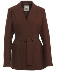 Semicouture - Veste Ceinturée À Boutonnière Croisée - Lyst