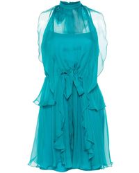 Alberta Ferretti - Ruffled Halterneck Mini Dress - Lyst